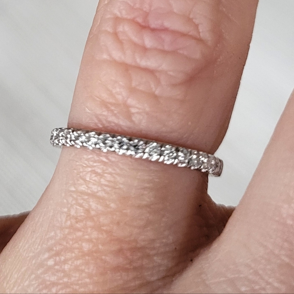 Moissanite Size 6 Half Eternity Band 18k White Gold Plated Sterling Silver - Picture 7 of 9